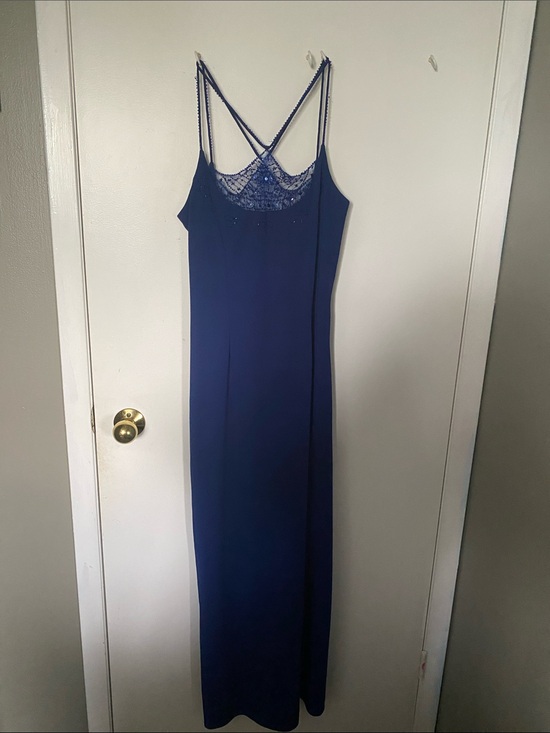Jessica Dresses & Skirts - Jessica Navy Beaded Lace-Front Maxi Slip Dress